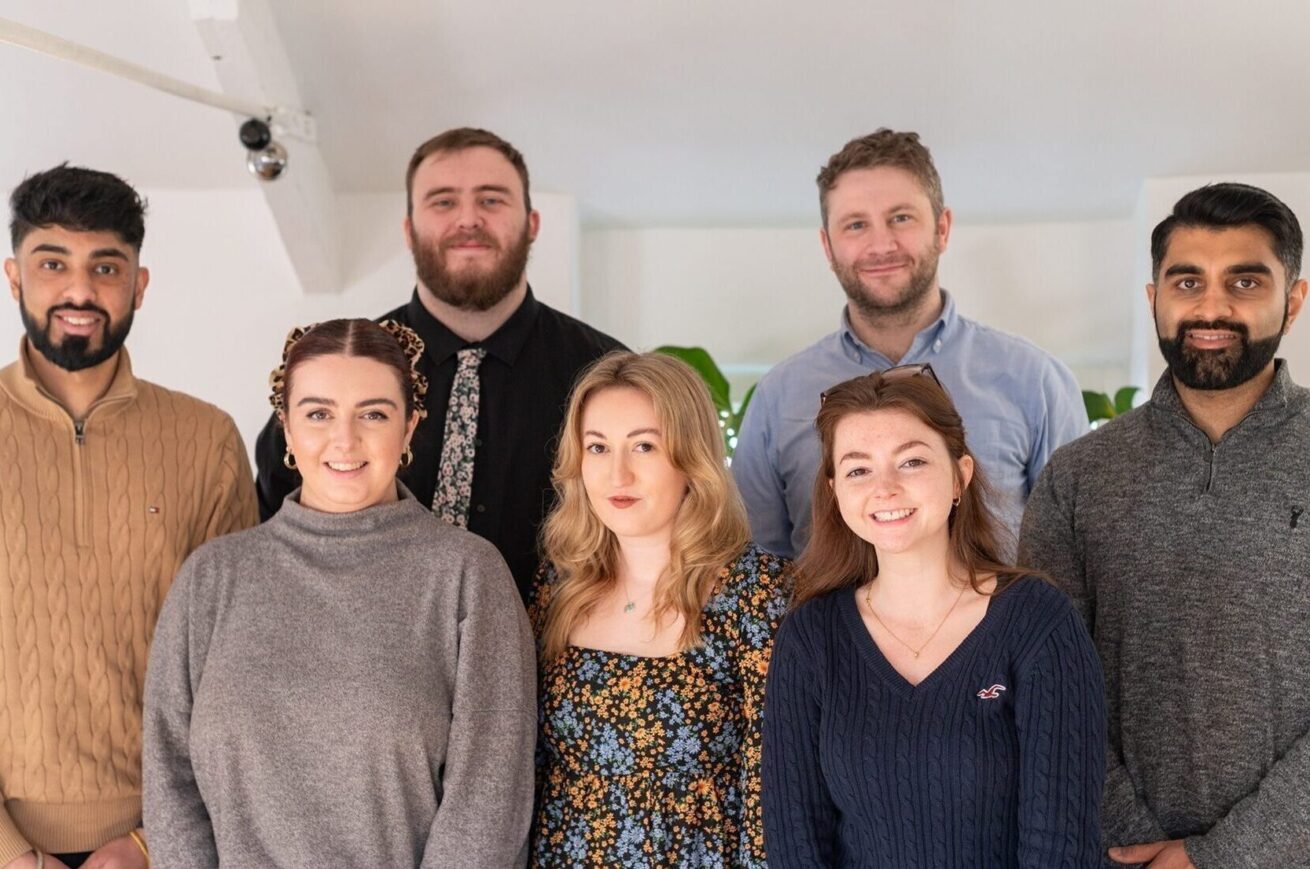 Alex Jones head of digital at Cartwright Communications Back row centre right with the digital team at Cartwright Communications