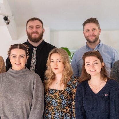 Alex Jones head of digital at Cartwright Communications Back row centre right with the digital team at Cartwright Communications